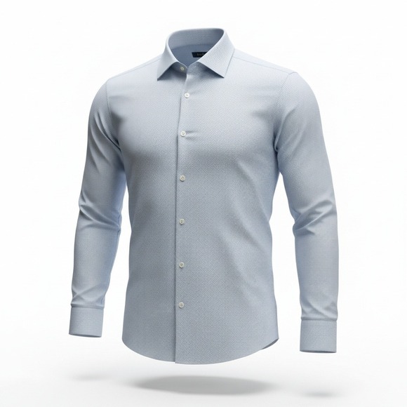 Twillory Other - TWILLORY Mens Tailored Fit Non Iron Dress Shirt Light Blue Check 17 34/35